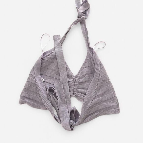 Lane 201 boutique boho summer lavender purple knit halter crop top S - Picture 4 of 7